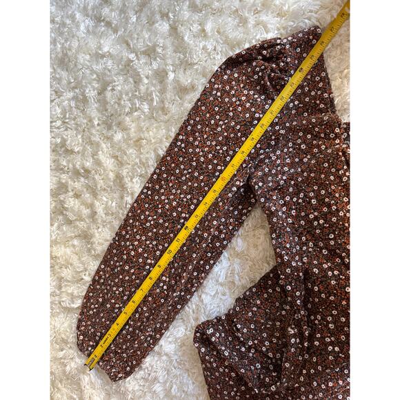 Free People Call Me Cord Mini Dress Floral Puff Sleeve Corduroy Bohemian Boho - Picture 5 of 8